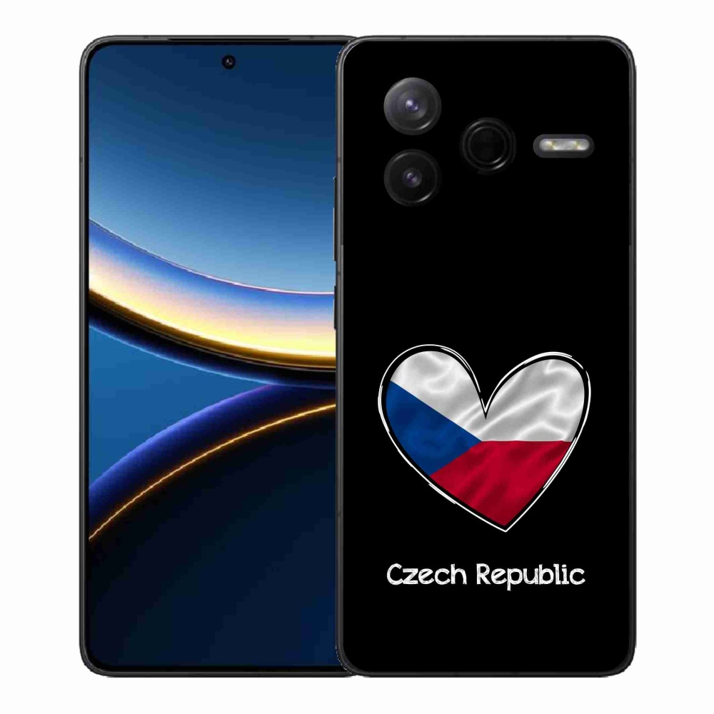 Gél borítás mmCase a Xiaomi Poco F7 Pro számára - zászló szív fekete háttérrel