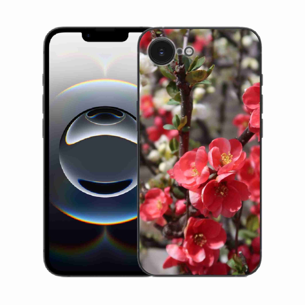 Gél borítás mmCase iPhone 16e készülékhez - piros virágok