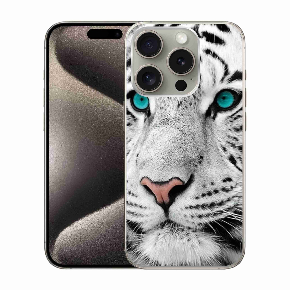 Zselés borítás mmCase iPhone 15 Pro készülékhez - fehér tigris