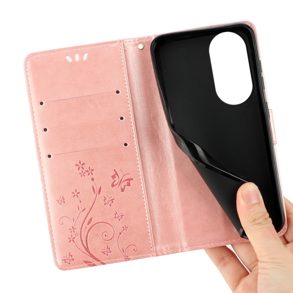 Virágok könyvtáska a Honor 90-hez - rózsaarany