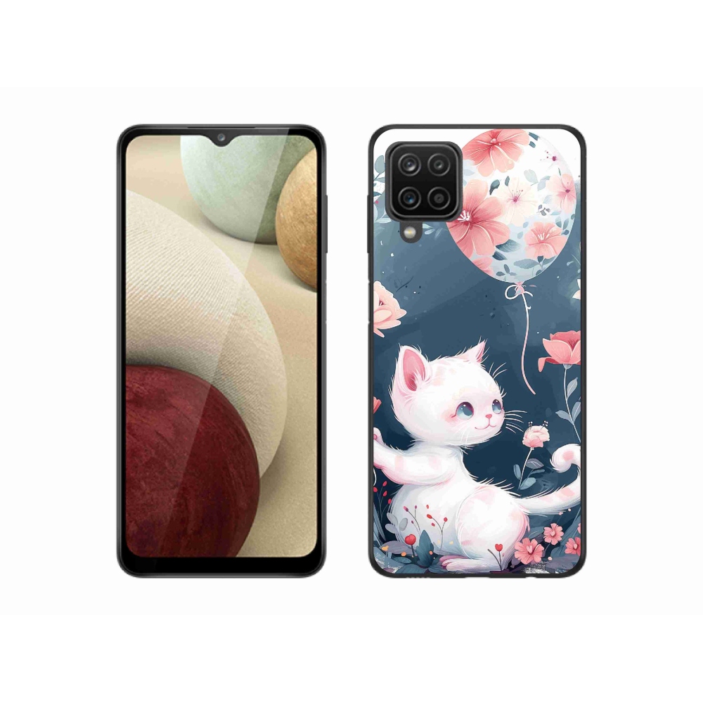 Gél borítás mmCase Samsung Galaxy A12 készülékhez - cica lufival