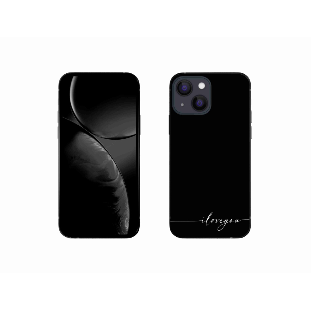 Gél borítás mmCase iPhone 13 mini 5.4 - I love you fekete háttérrel