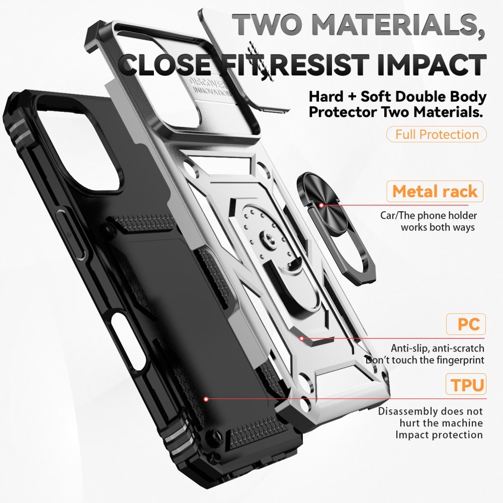 Tartós csúszásbiztos borítás iPhone 16 készülékhez - ezüst