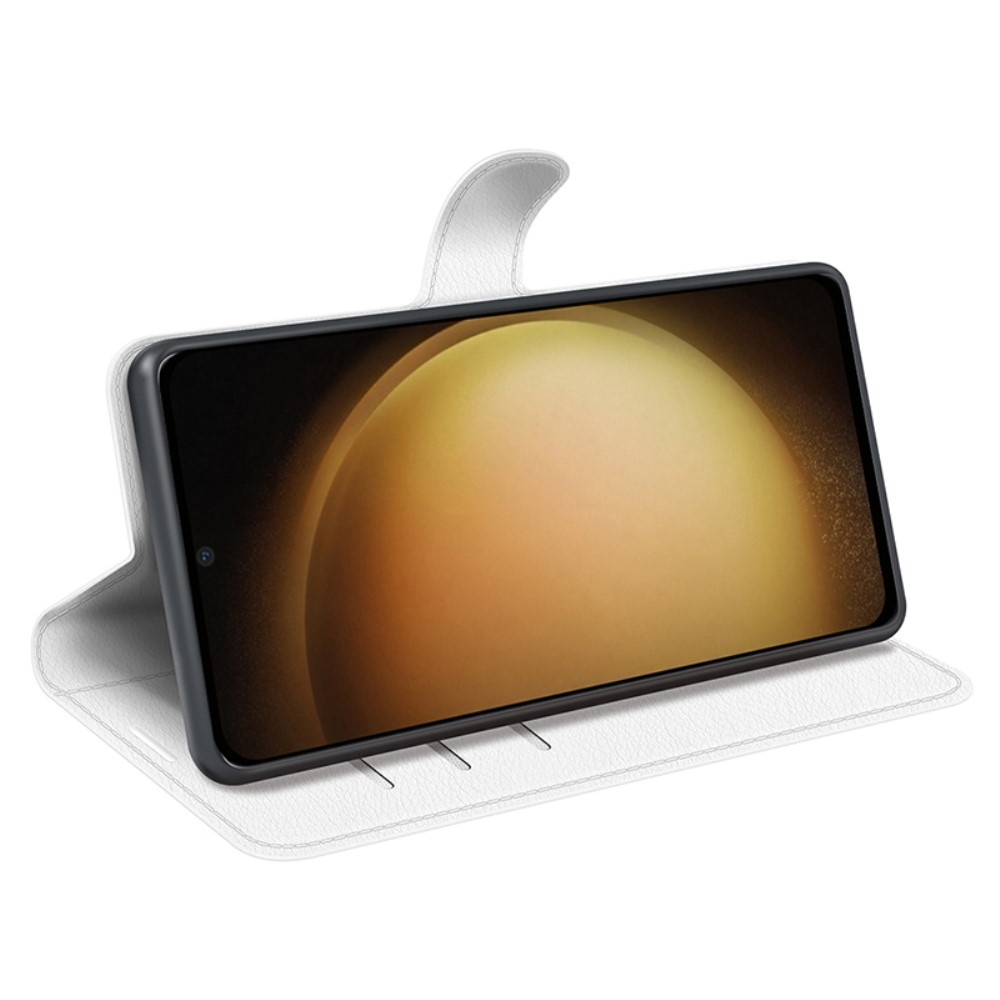Litchi könyv tok Samsung Galaxy S24+ készülékhez - fehér