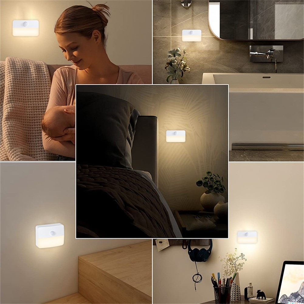 Beltéri, elemes LED lámpa mozgásérzékelővel – meleg fehér