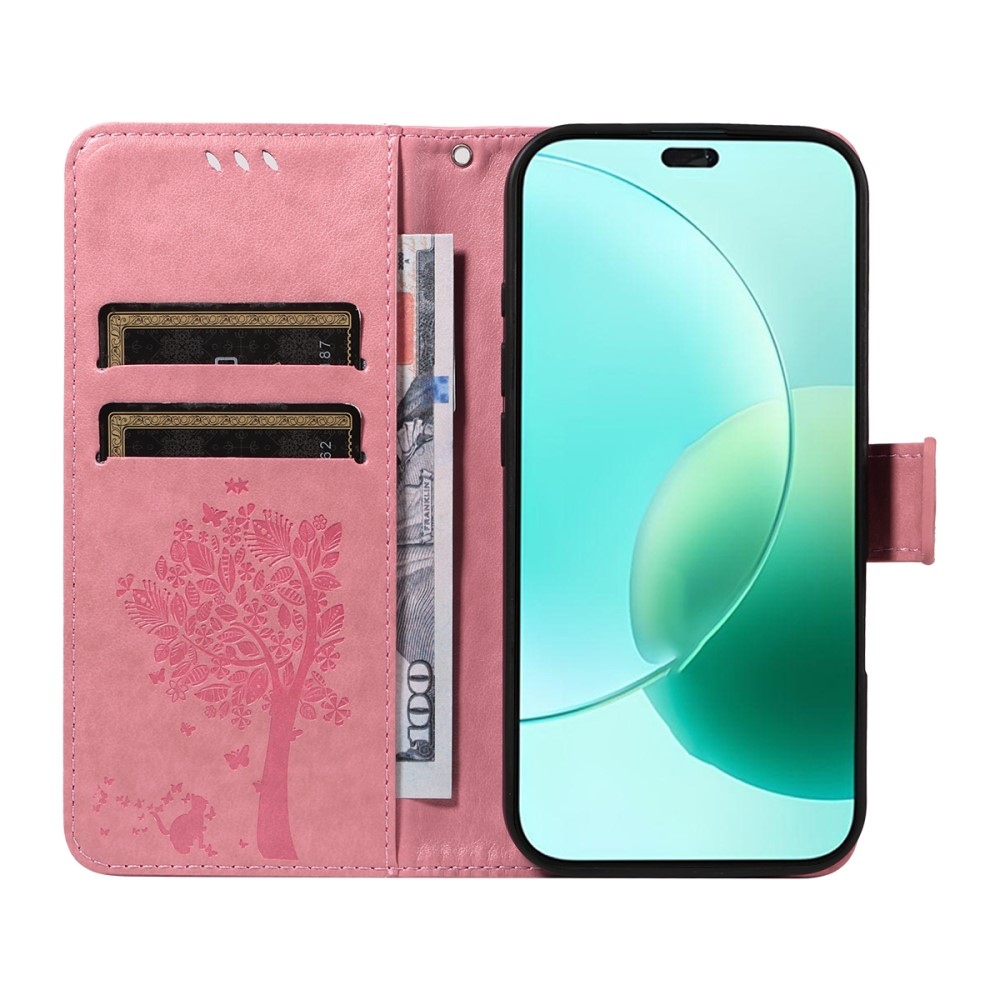 Fák könyvtáska Honor 400 Lite-hoz - rózsaszín