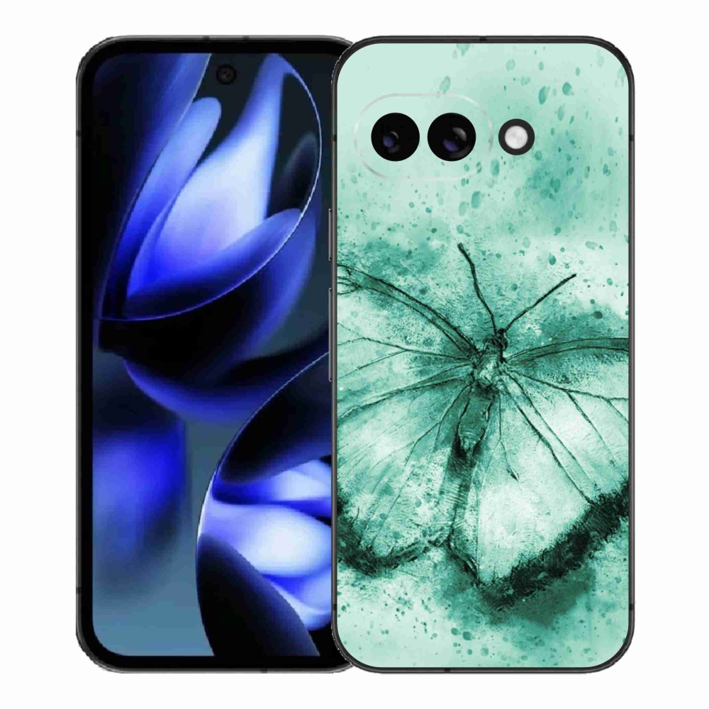 Zselés borítás mmCase a Google Pixel 9a számára - zöld pillangó