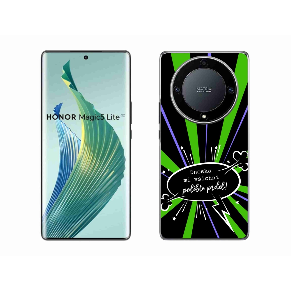 Gél borító mmCase a Honor Magic 5 Lite 5G számára - vicces szöveg 15 fekete háttérrel
