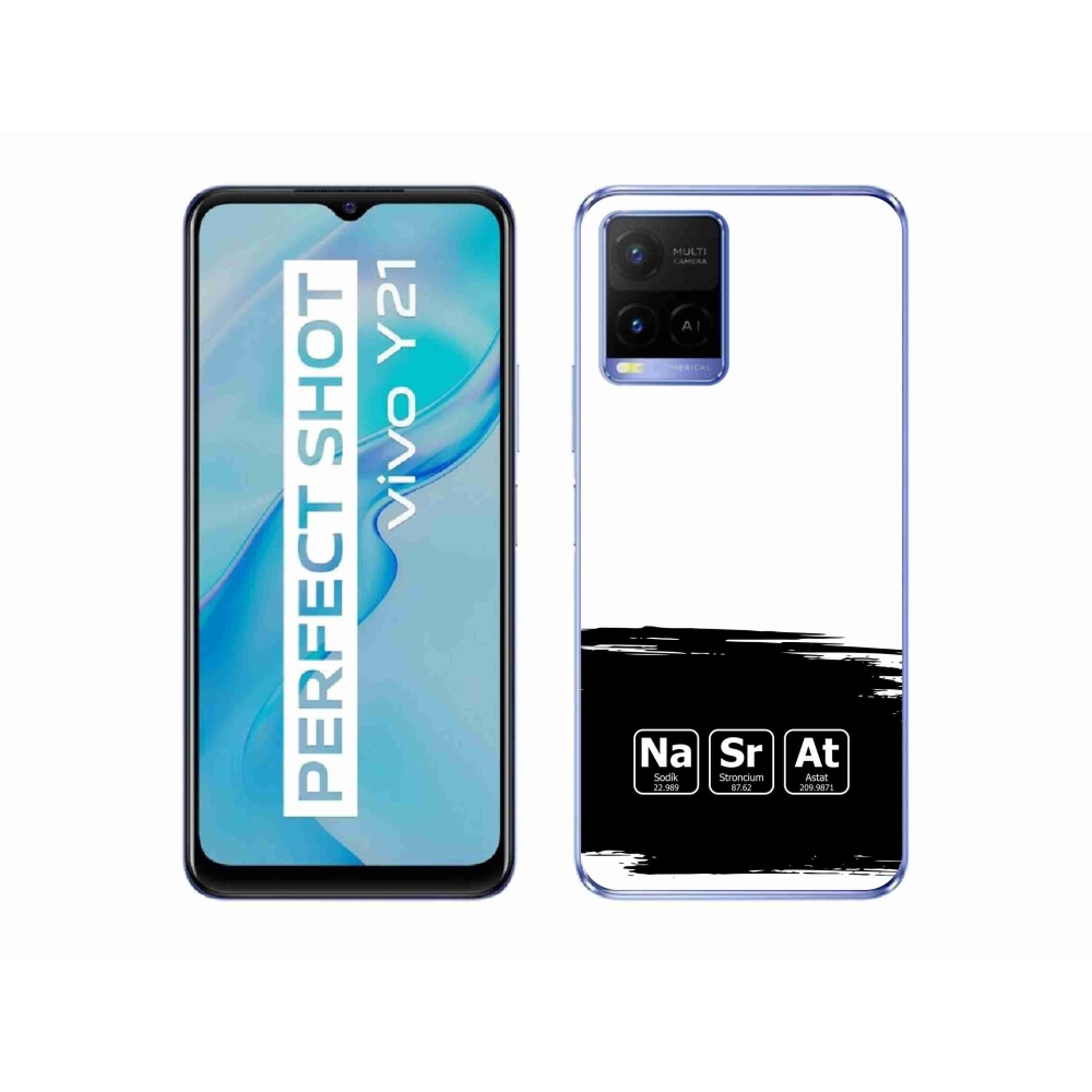 Gél borító mmCase a Vivo Y21/Y21s/Y33s készülékhez - kémiai elemek fekete és fehér háttérrel