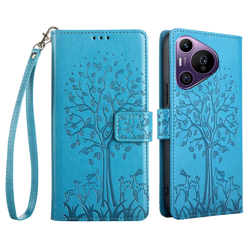 Fa könyvtáska Huawei Pura 70 Pro-hoz - kék