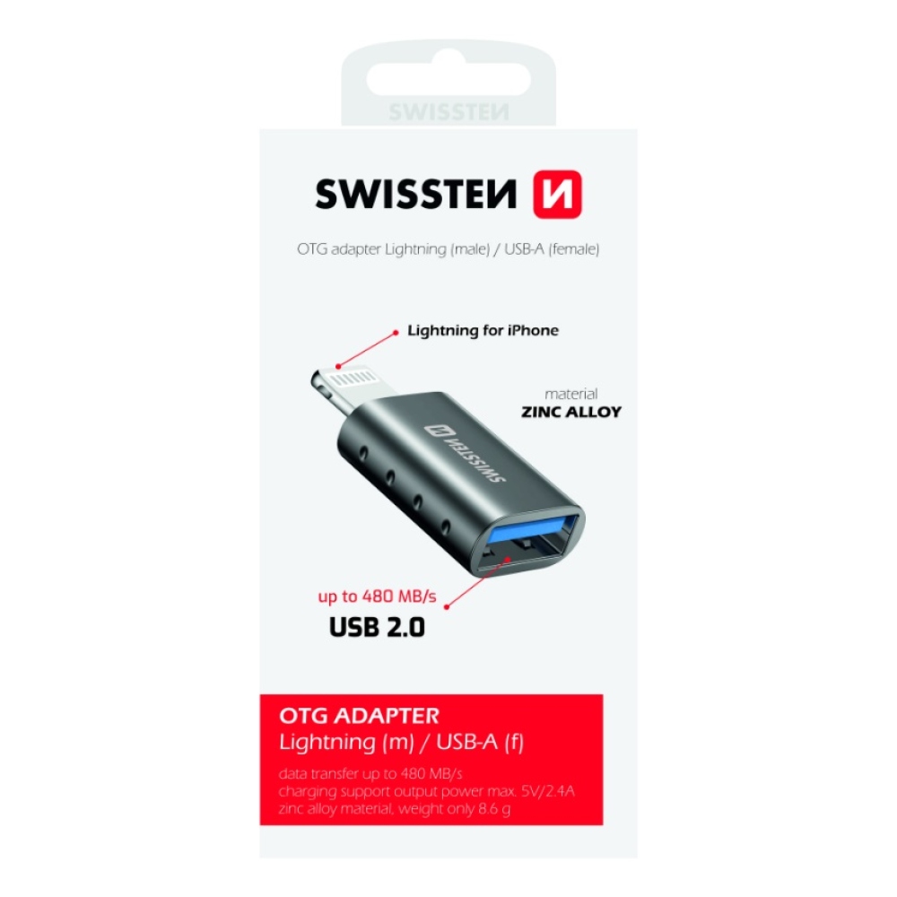Swissten OTG átalakító Lightning (m)/USB-A (f)