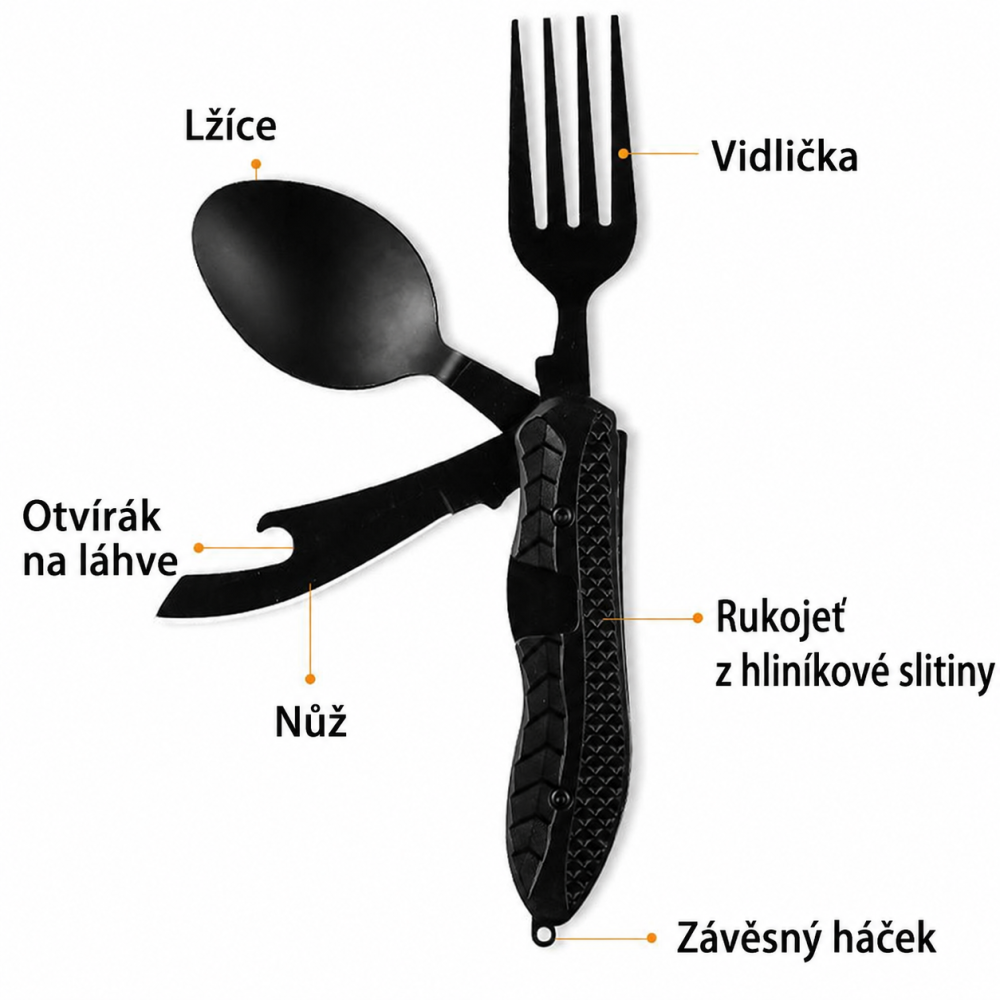 Kemping összecsukható evőeszközök 4 az 1-ben