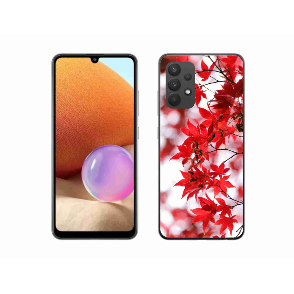 Zselés borítás mmCase Samsung Galaxy A32 4G - piros levelek