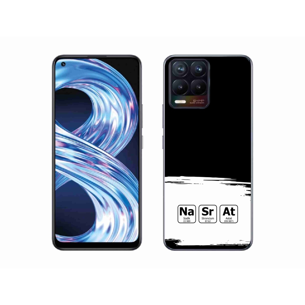 Gél borítás mmCase a Realme 8 Pro-n - kémiai elemek fehér és fekete háttérrel