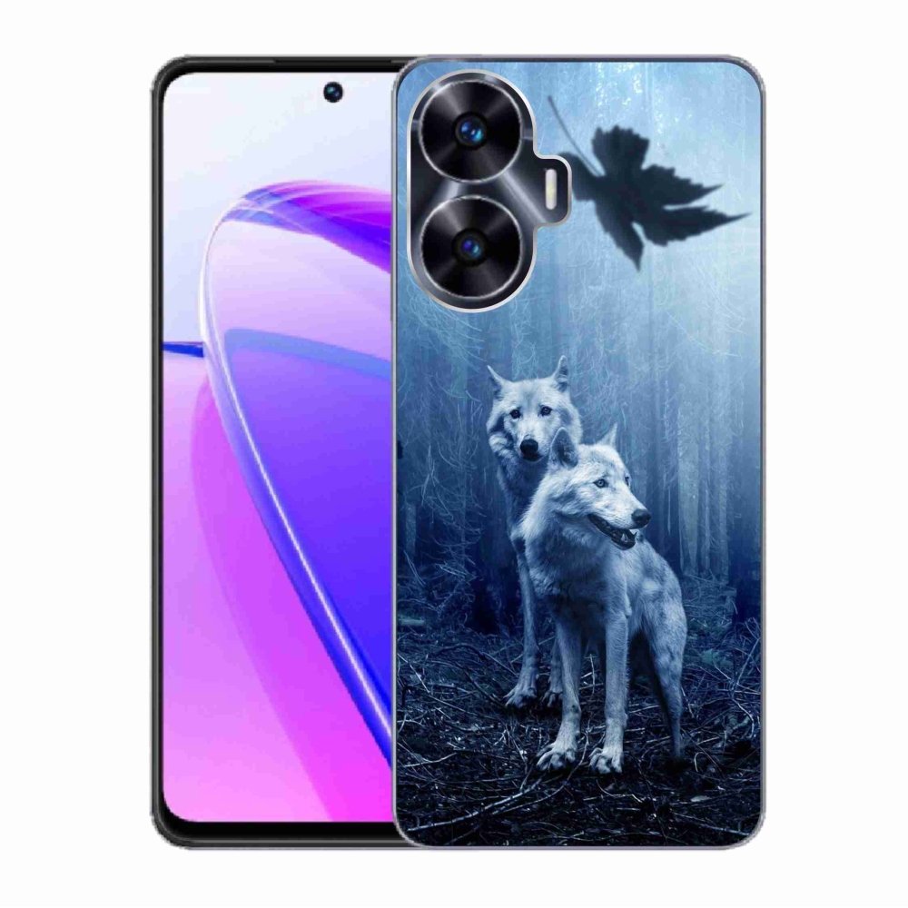 Gél borítás mmCase a Realme C55 készülékhez - farkasok az erdőben