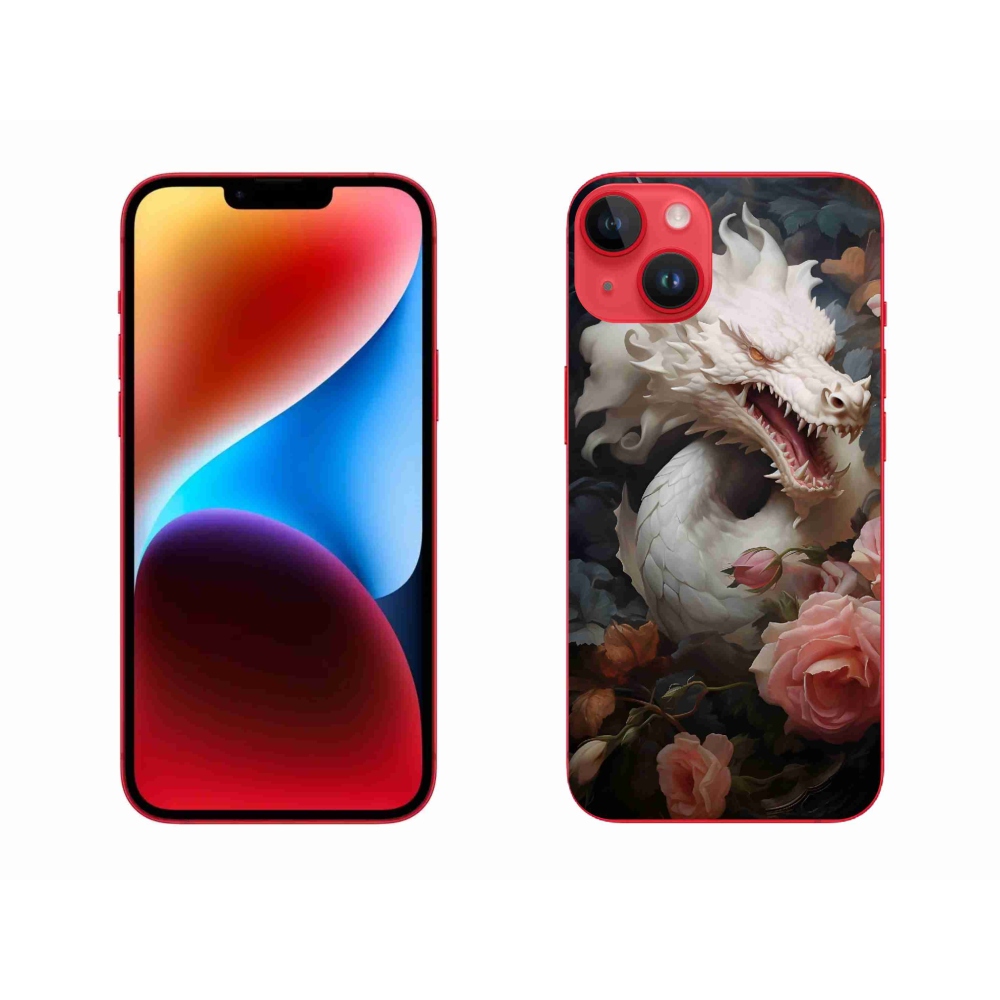 Zselés borítás mmCase iPhone 14 Plus készülékhez - fehér sárkány