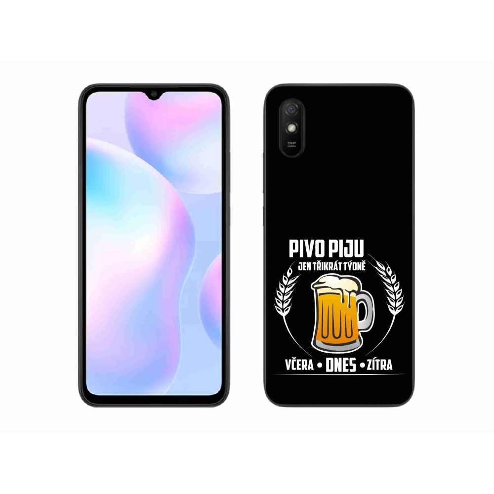 Gél borítás mmCase a Xiaomi Redmi 9A számára - sör motívum fekete háttérrel