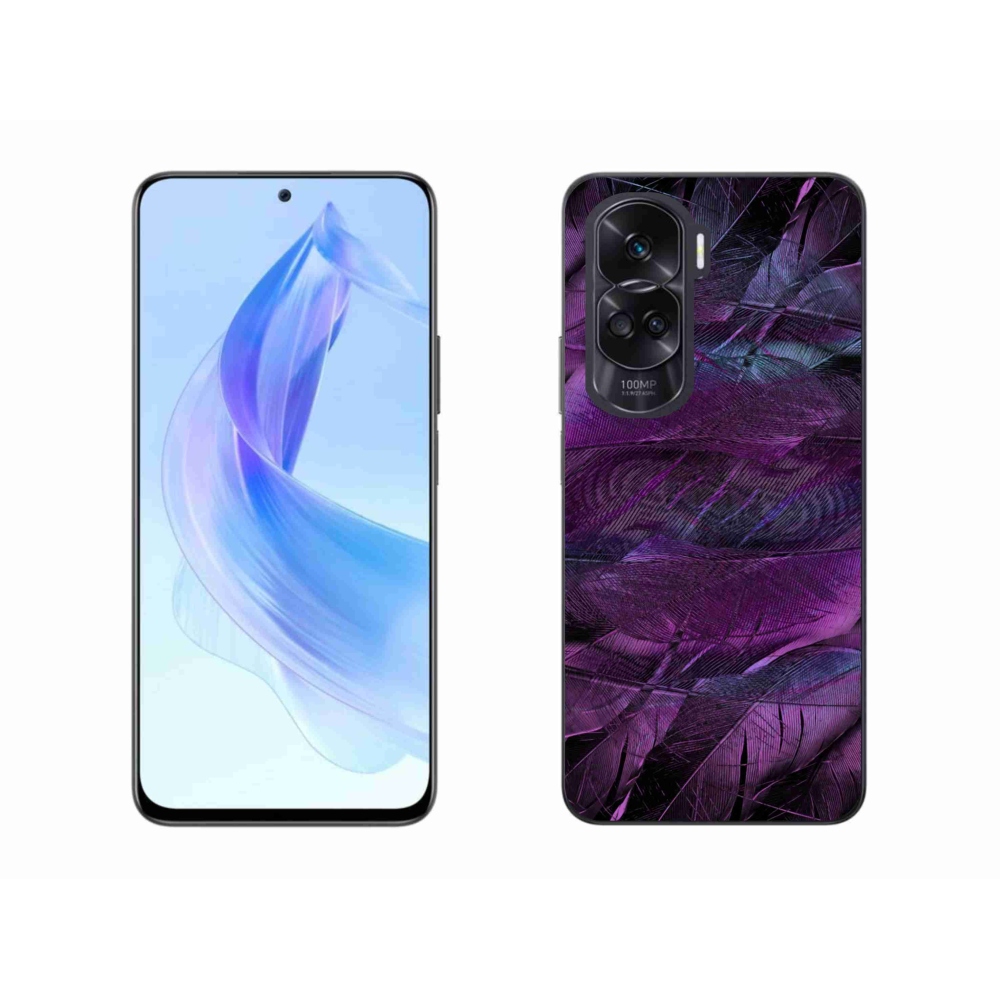 Zselés borítás mmCase a Honor 90 Lite készülékhez - lila tollak