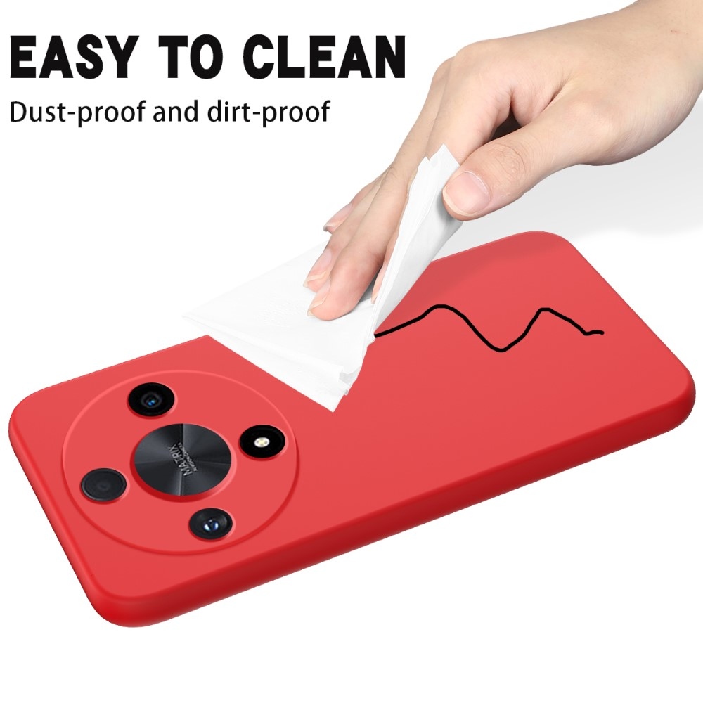 Folyékony szilikon tok hurokkal a Honor Magic 6 Lite 5G számára - piros