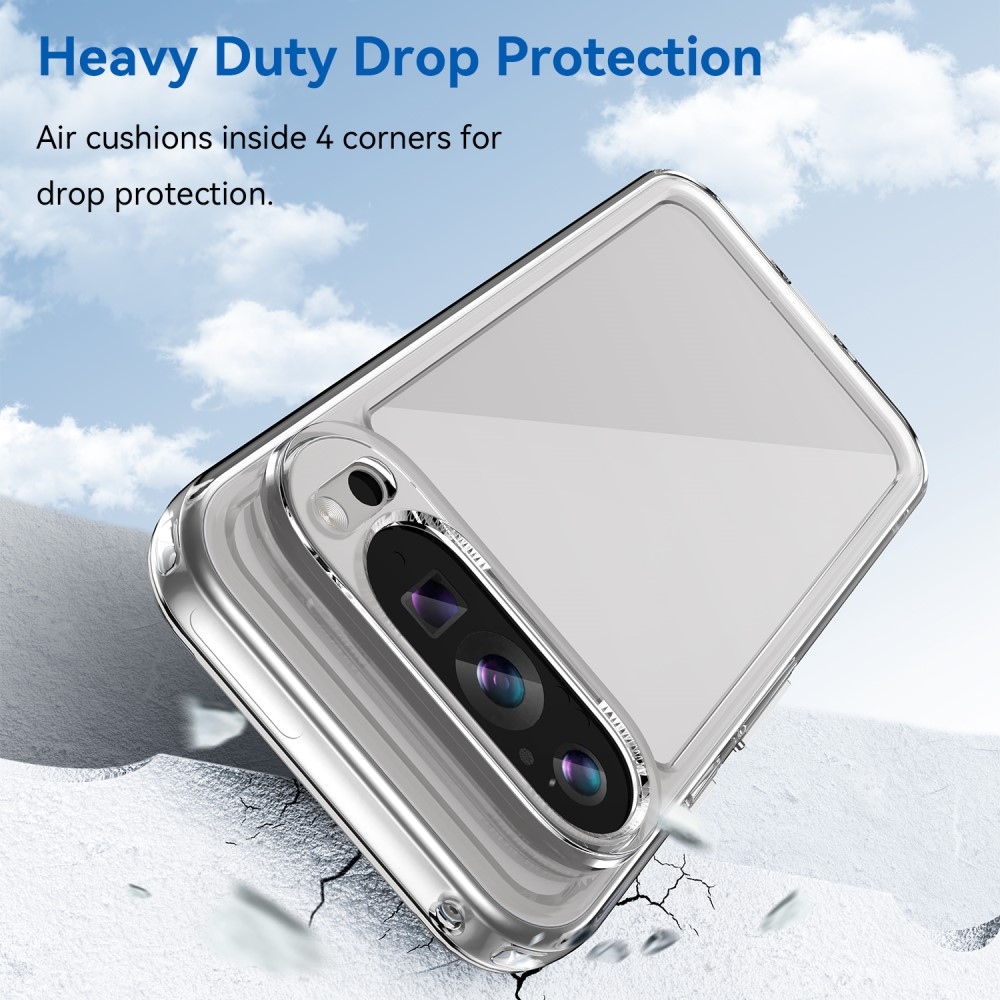 Gél tok kemény hátlappal a Google Pixel 9/9 Pro számára - átlátszó