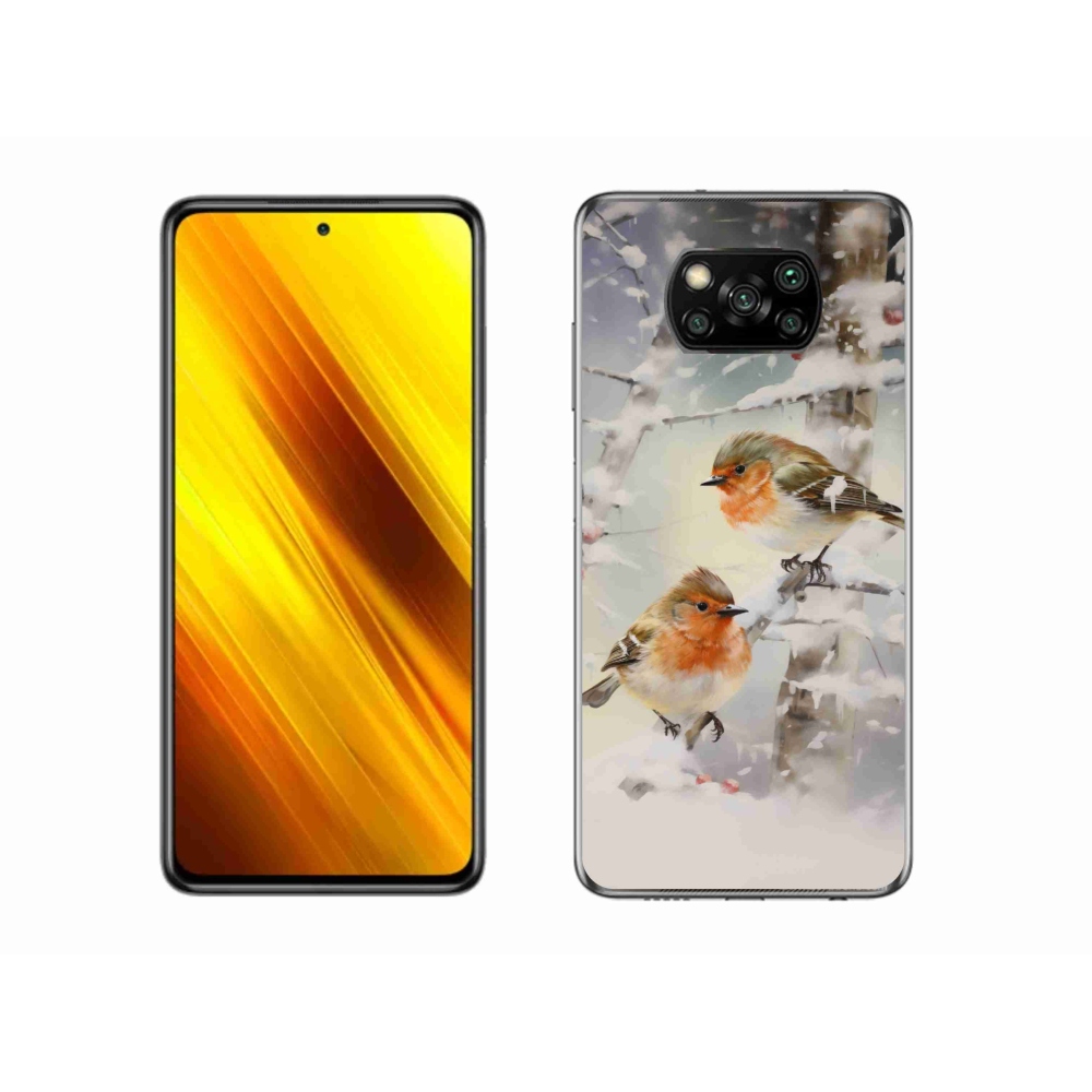 Gél borítás mmCase a Xiaomi Poco X3 Pro számára - madarak télen