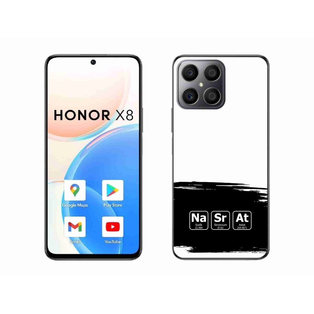 Gél borító mmCase a Honor X8 4G-n - kémiai elemek fekete és fehér háttérrel
