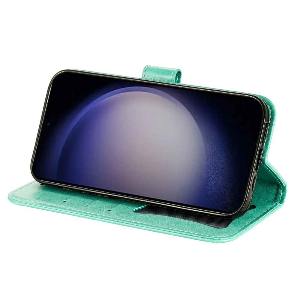 Virágos könyves tok Samsung Galaxy S25+ készülékhez - teáskék színű