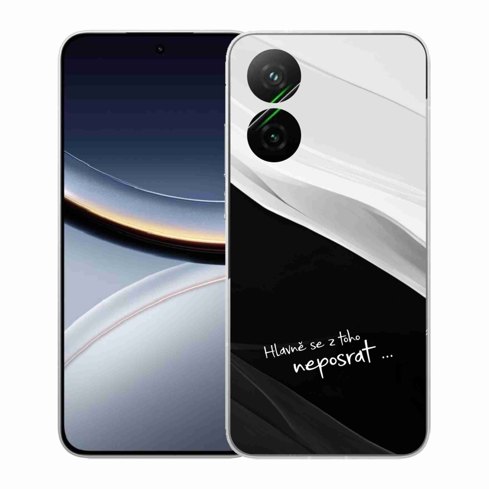 Gél borító mmCase a Xiaomi Poco F7 5G-hez - vicces szöveg 13 fekete és fehér háttérrel