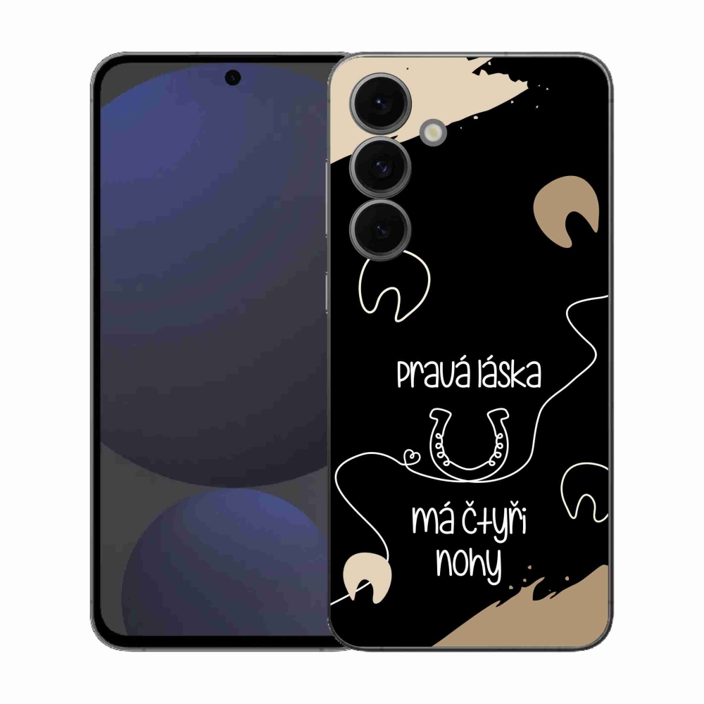 Gél borítás mmCase Samsung Galaxy S25 FE - ló motívum fekete háttérrel