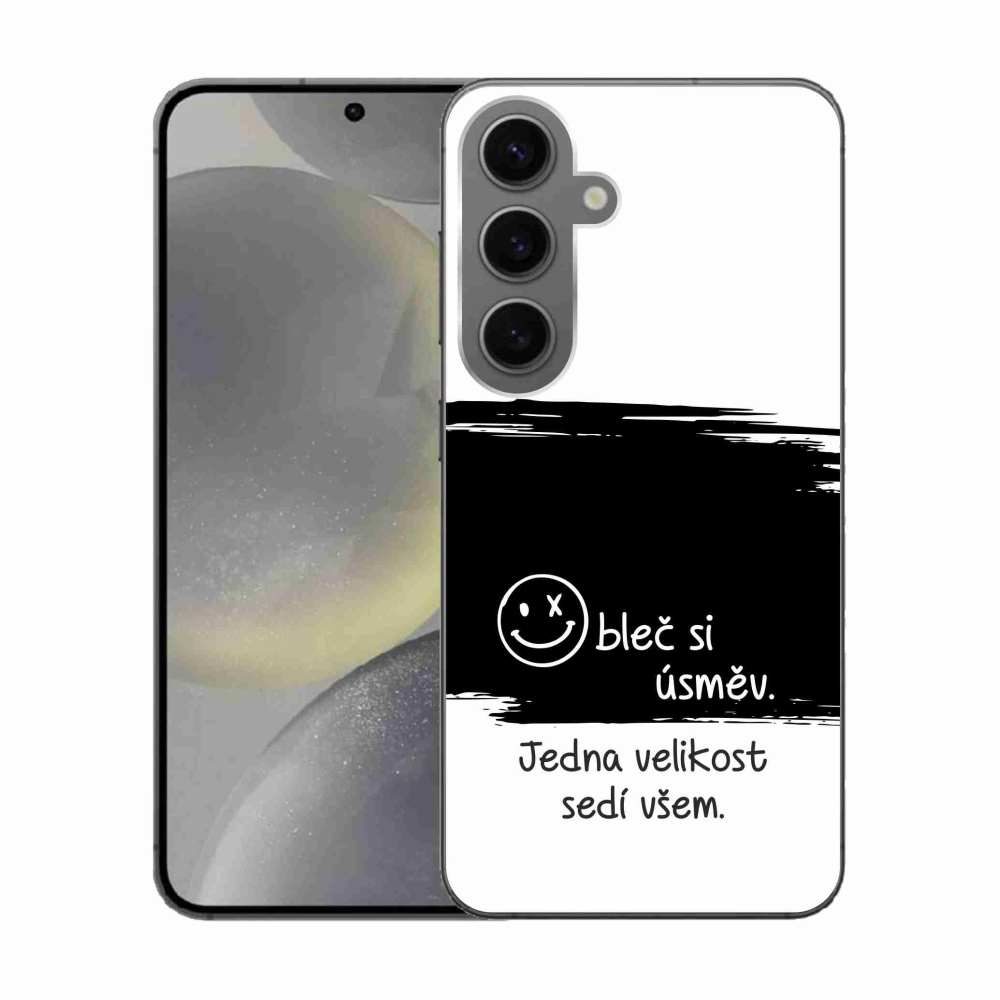 Gél borító mmCase Samsung Galaxy S24 készülékhez - vicces szöveg 8 fekete-fehér háttérrel