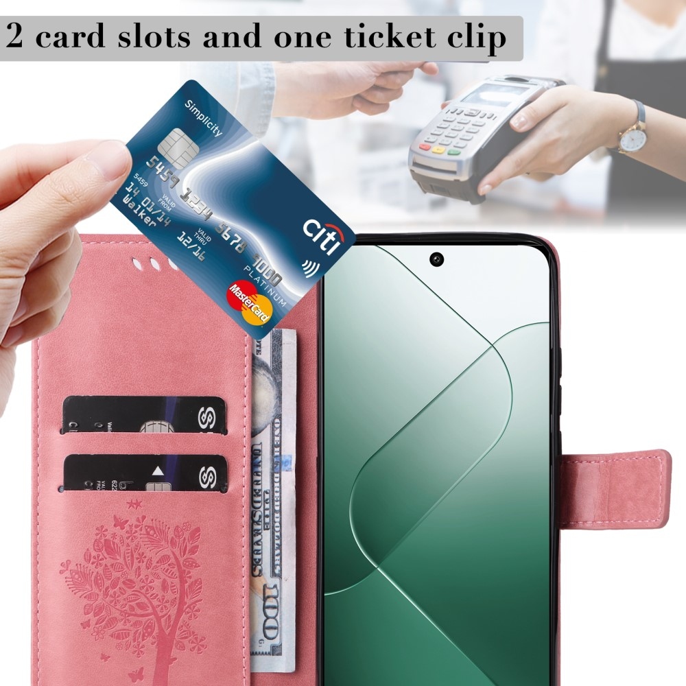 Fák könyv tokja Xiaomi 14 - rózsaszín