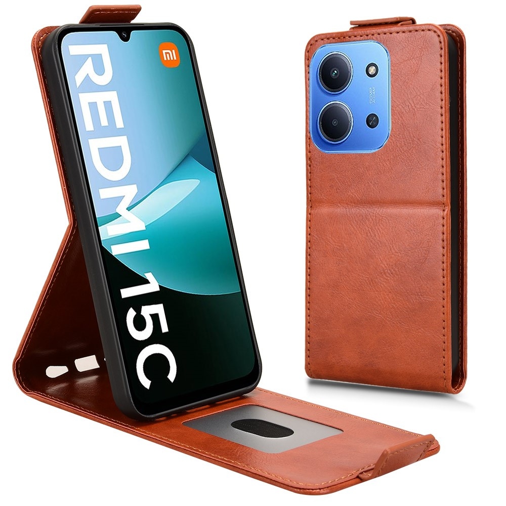 Vert flip tok Xiaomi Redmi 15C 4G (171mm)/Poco C85 4G (171mm) - narancssárga színben