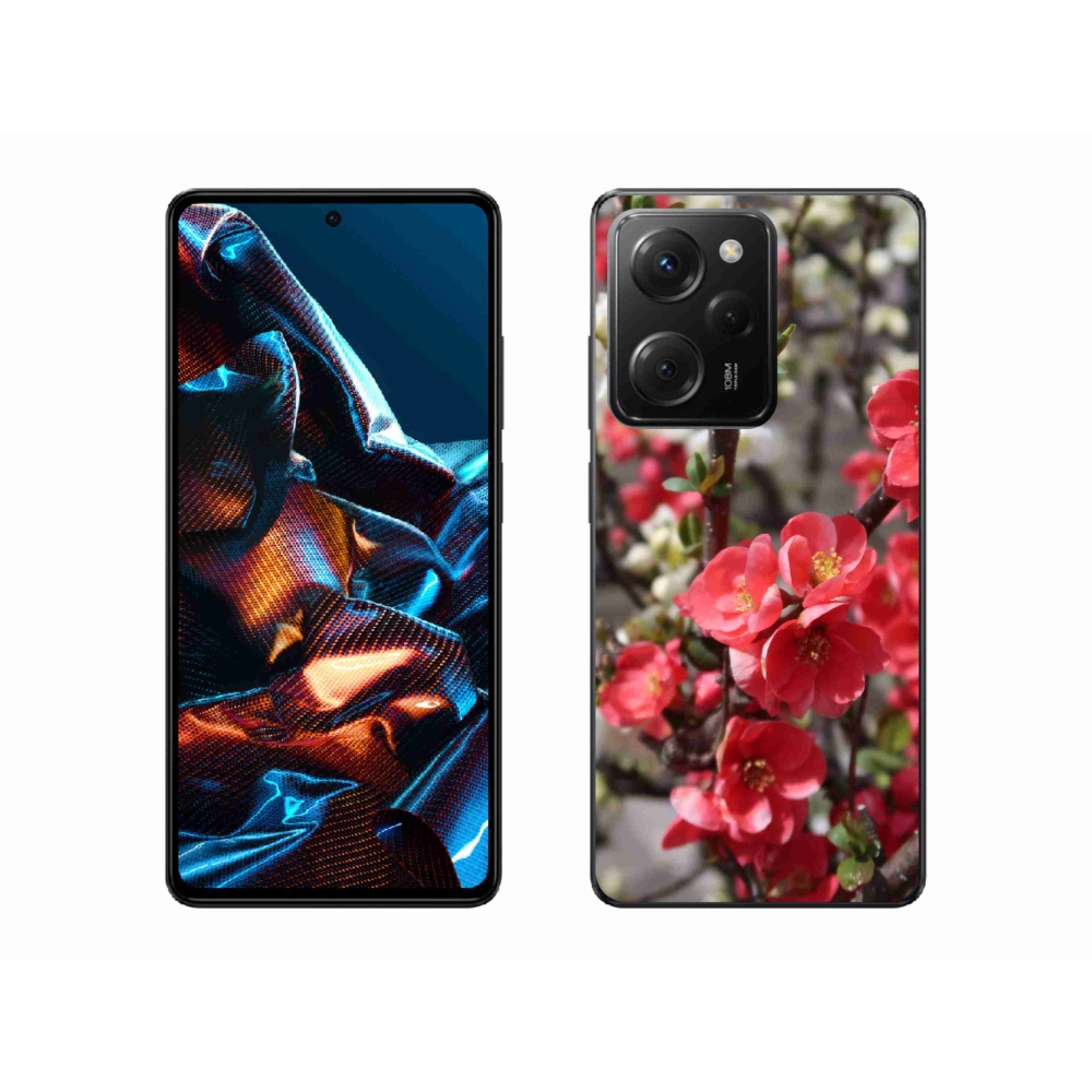 Gél borítás mmCase a Xiaomi Poco X5 Pro 5G számára - piros virágok