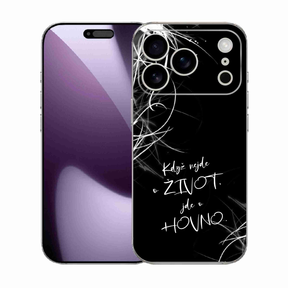Gél borítás mmCase iPhone 17 Pro készülékhez - vicces szöveg 16 fekete háttér