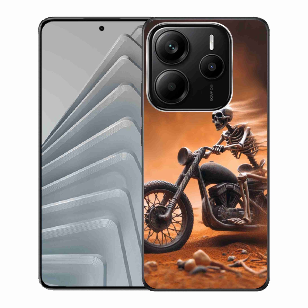 Gél borítás mmCase a Xiaomi Redmi Note 14 5G számára - csontváz egy motorkerékpáron