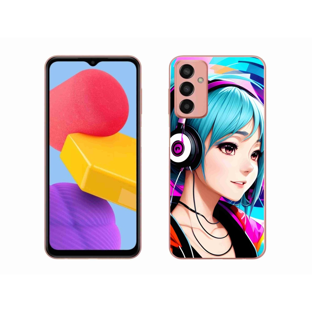 Gél borítás mmCase Samsung Galaxy M13 - lány fejhallgatóval