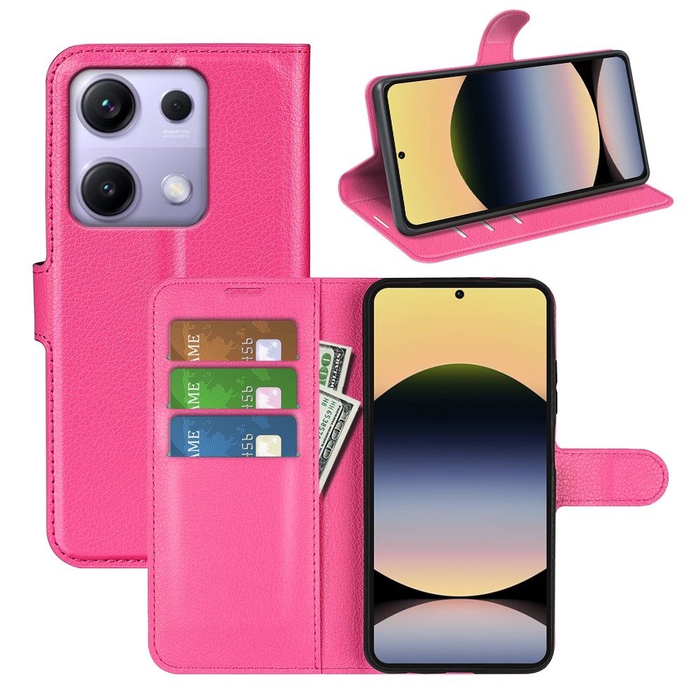 Litchi könyv tok a Xiaomi Redmi Note 14S-hez - rózsaszínű