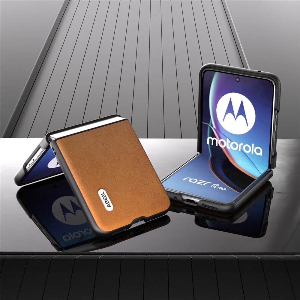 ABEEL műanyag tok kemény hátlappal a Motorola Razr 40 Ultra 5G készülékhez - barna színben