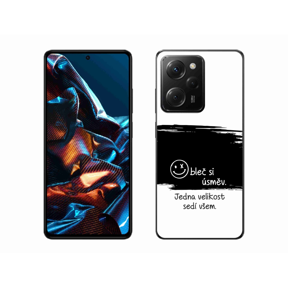 Gél borító mmCase a Xiaomi Poco X5 Pro 5G-hez - vicces szöveg 8 fekete és fehér háttérrel