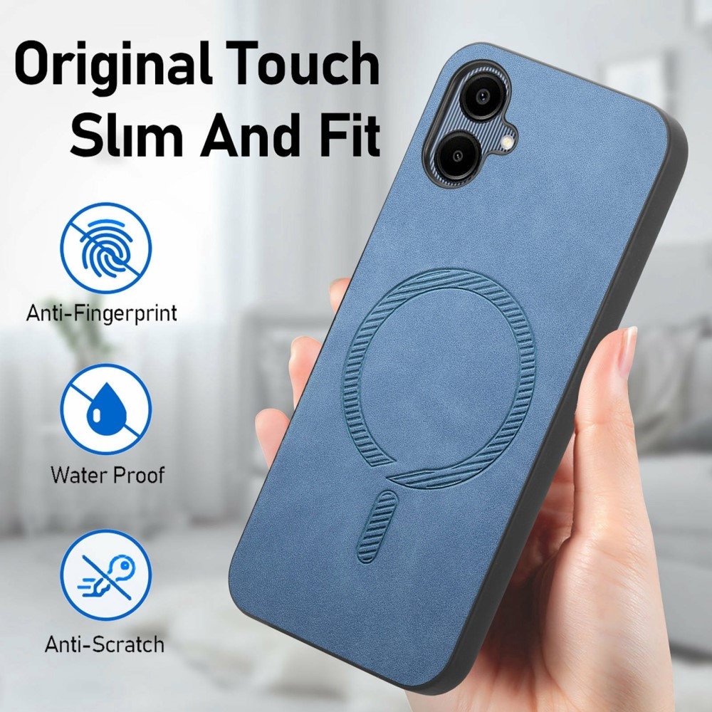 Skiny zselés tok műbőrrel és MagSafe támogatással Samsung Galaxy A06 4G készülékhez - kék