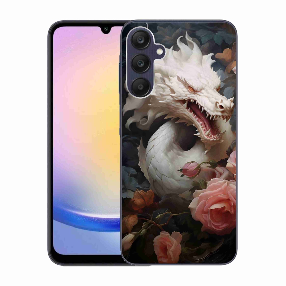 Gél védőhuzat mmCase Samsung Galaxy A25 5G - fehér sárkányhoz