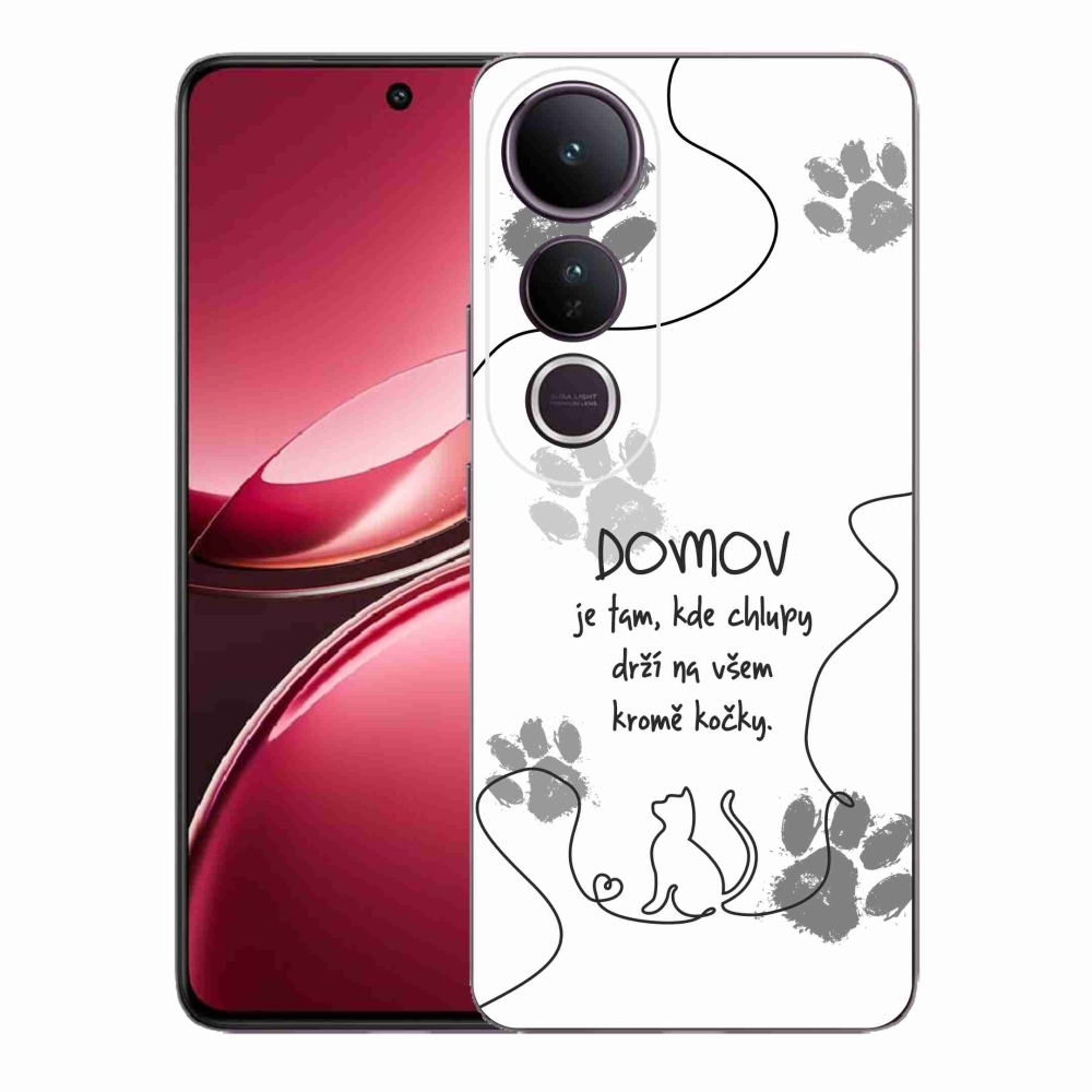 Gél borító mmCase a Vivo V50 Lite 4G/5G készülékhez - macska motívum fehér háttérrel