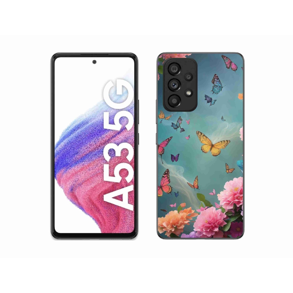 Gél borítás mmCase Samsung Galaxy A53 5G - színes virágok és pillangók