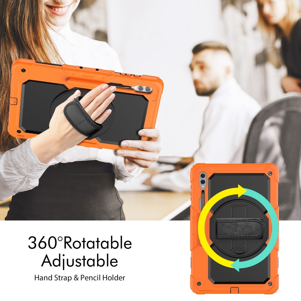 Rúgásálló borítás kézi fogantyúval Samsung Galaxy Tab S9 Ultra/Tab S10 Ultra - narancssárga