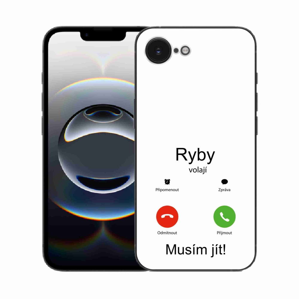 Zselés borítás mmCase iPhone 16e készülékhez - hal hívás fehér háttérrel