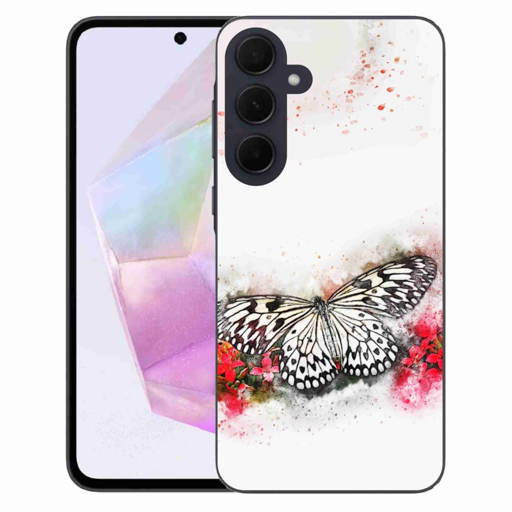Zselés borítás mmCase Samsung Galaxy A35 5G - fekete-fehér pillangóhoz