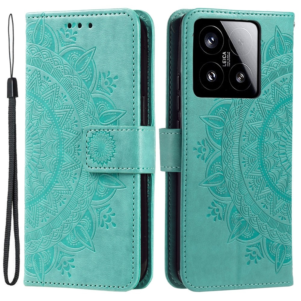 Mandala könyv tok Xiaomi 15-öshöz - teal színű