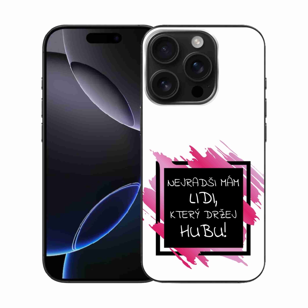 Gél borítás mmCase iPhone 16 Pro készülékhez - vicces szöveg 7 fekete-fehér háttérrel