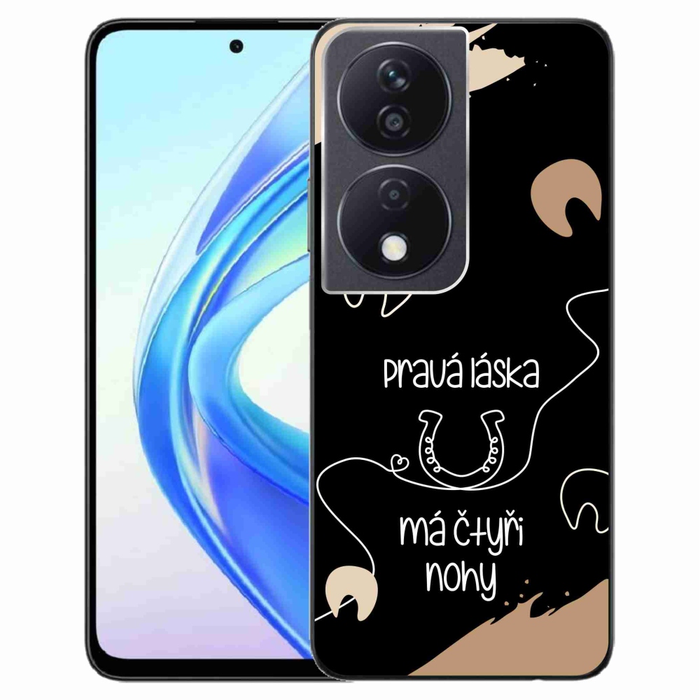 Gél borító mmCase a Honor X7b/Honor 90 Smart készülékhez - Ló motívum fekete háttér