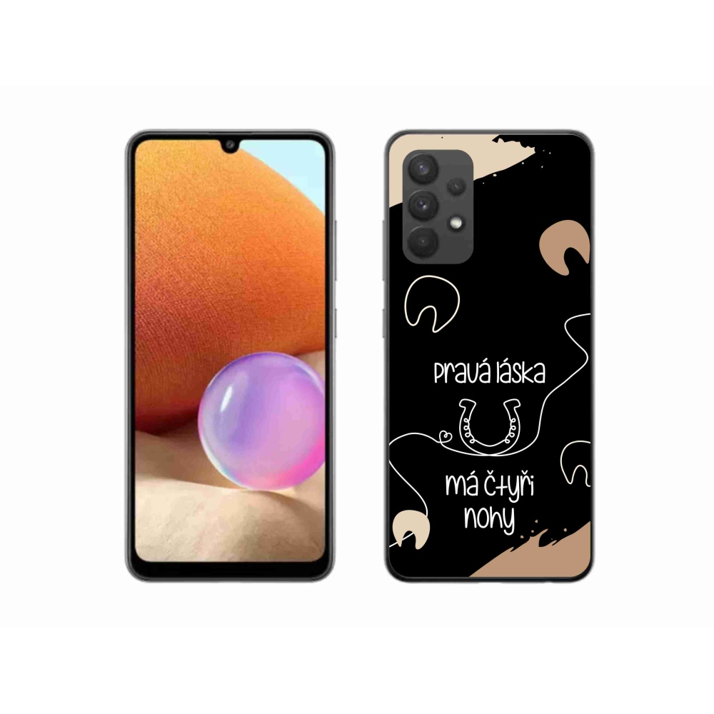 Gél borítás mmCase Samsung Galaxy A32 4G - ló motívum fekete háttérrel